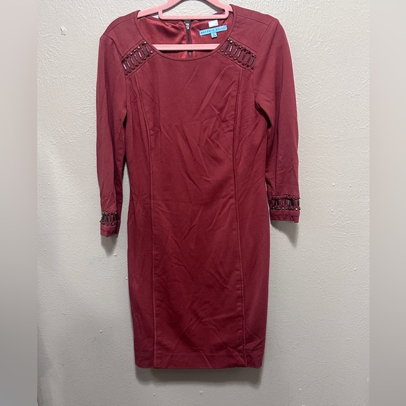 Antonio Melani Dress Size 2 Burnt Orange Embellished Career Cocktail - Picture 1 of 12